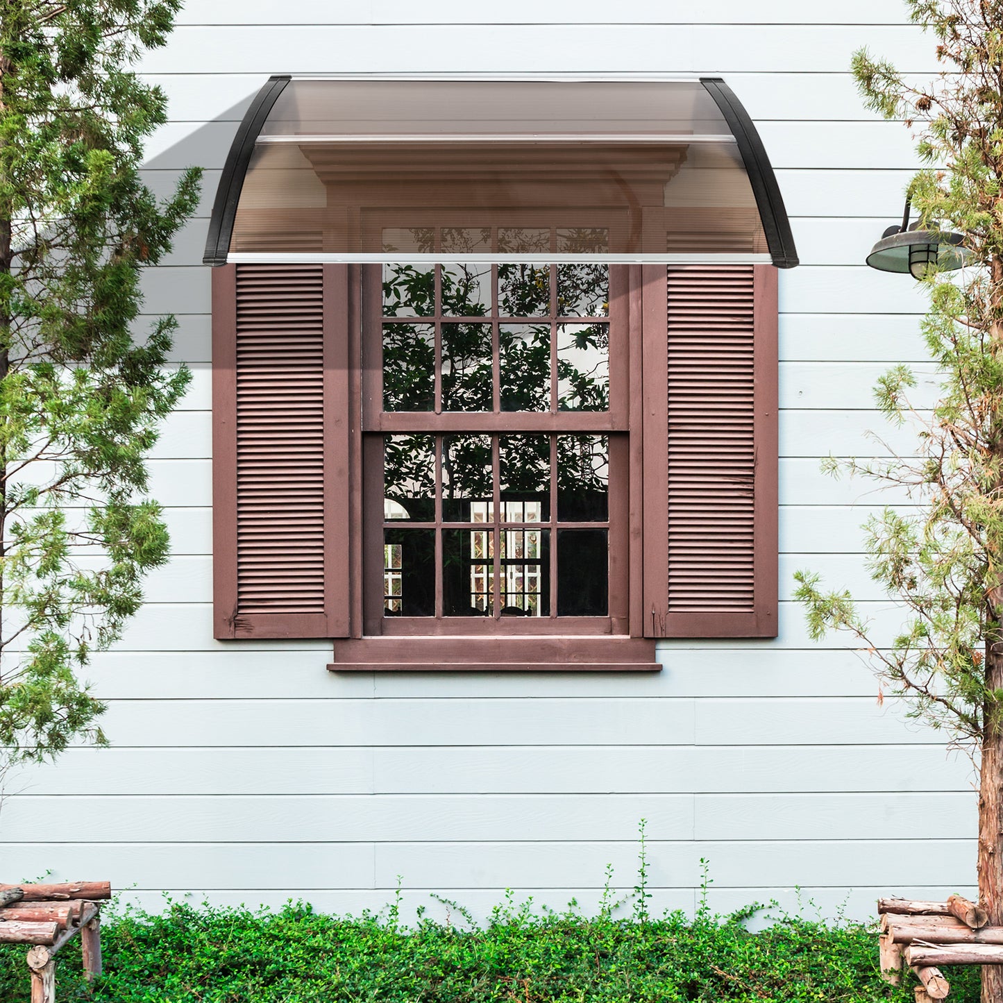 HT-100 x 96cm Household Application Door & Window Rain Cover Eaves Brown Board & Black Holder