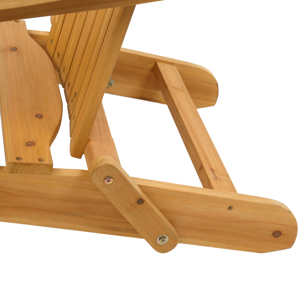 Folding Wooden Adirondack Lounger Chair with Natural Finish