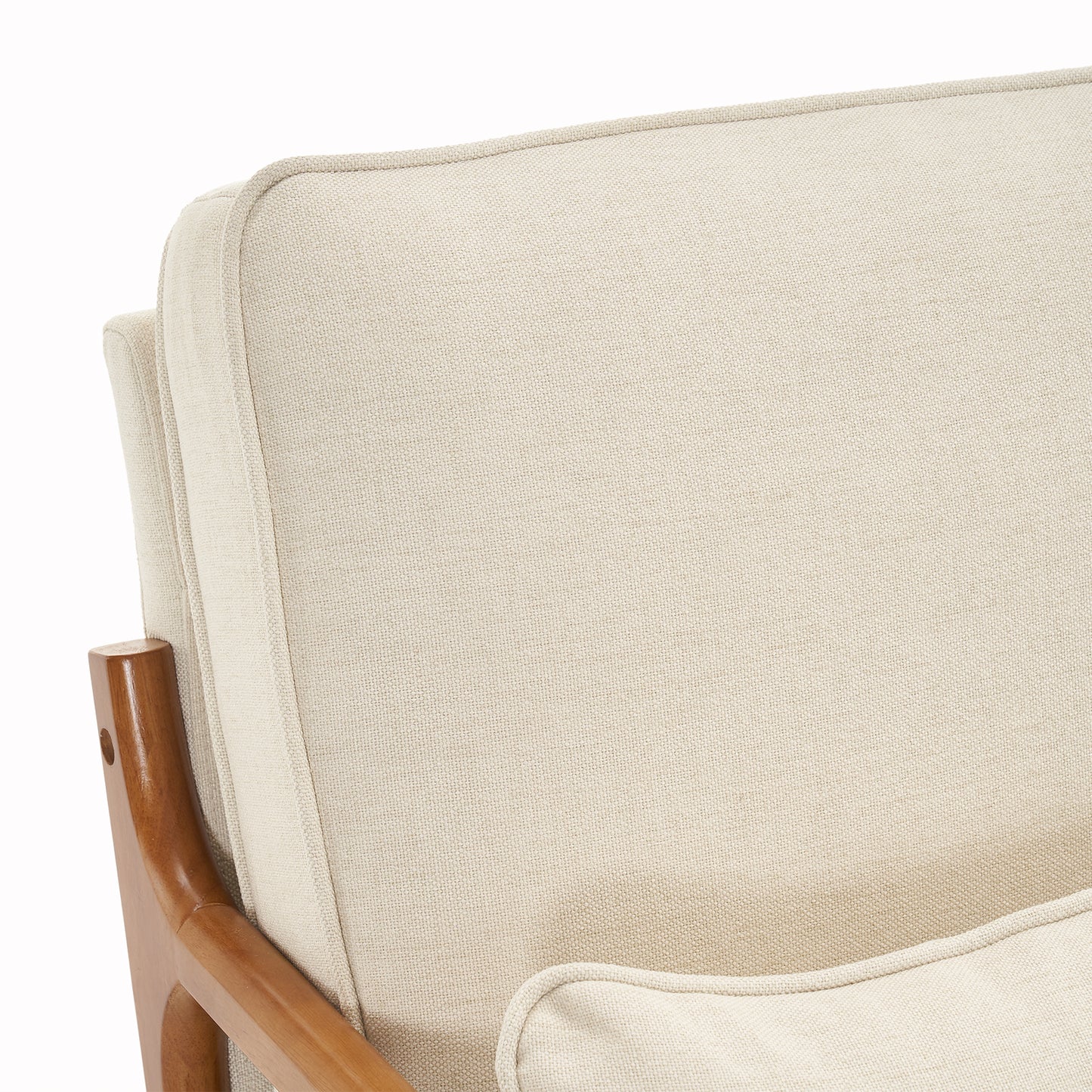 Oak Armrest Oak Upholstered Single Lounge Chair Indoor Lounge Chair Off-White