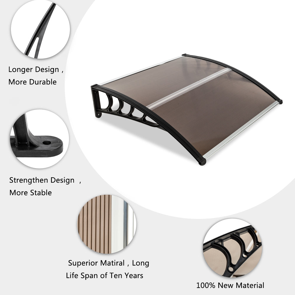 HT-100 x 96cm Household Application Door & Window Rain Cover Eaves Brown Board & Black Holder