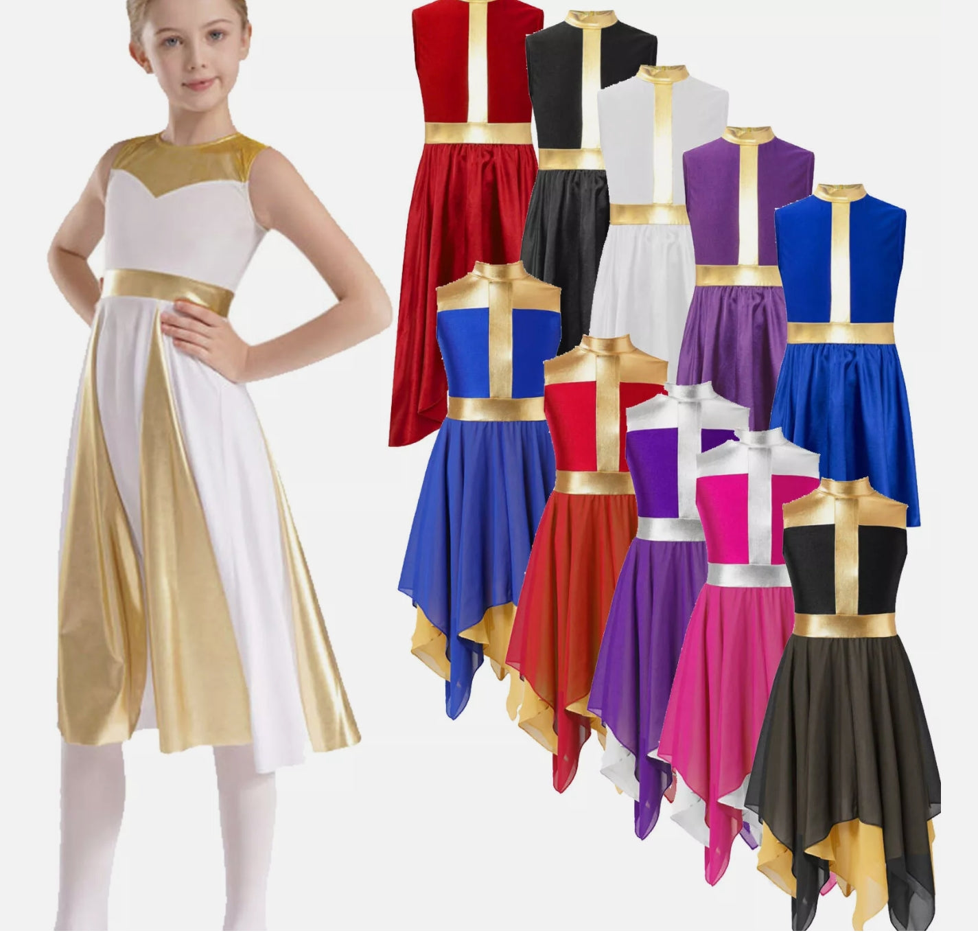 Girls Sleeveless Praise Metal Worship Dance Dress