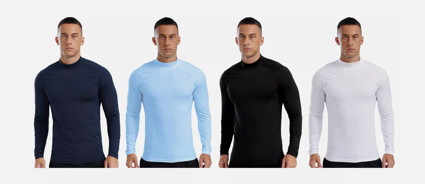 Men's long sleeve turtleneck sports shirt