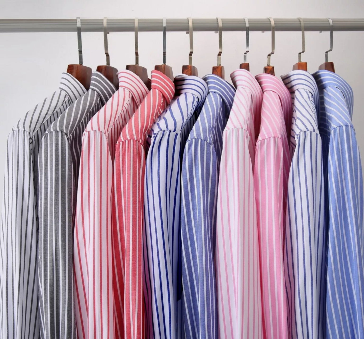 Mens Oxford Stripe Shirt Button Down Collar Office or Casual