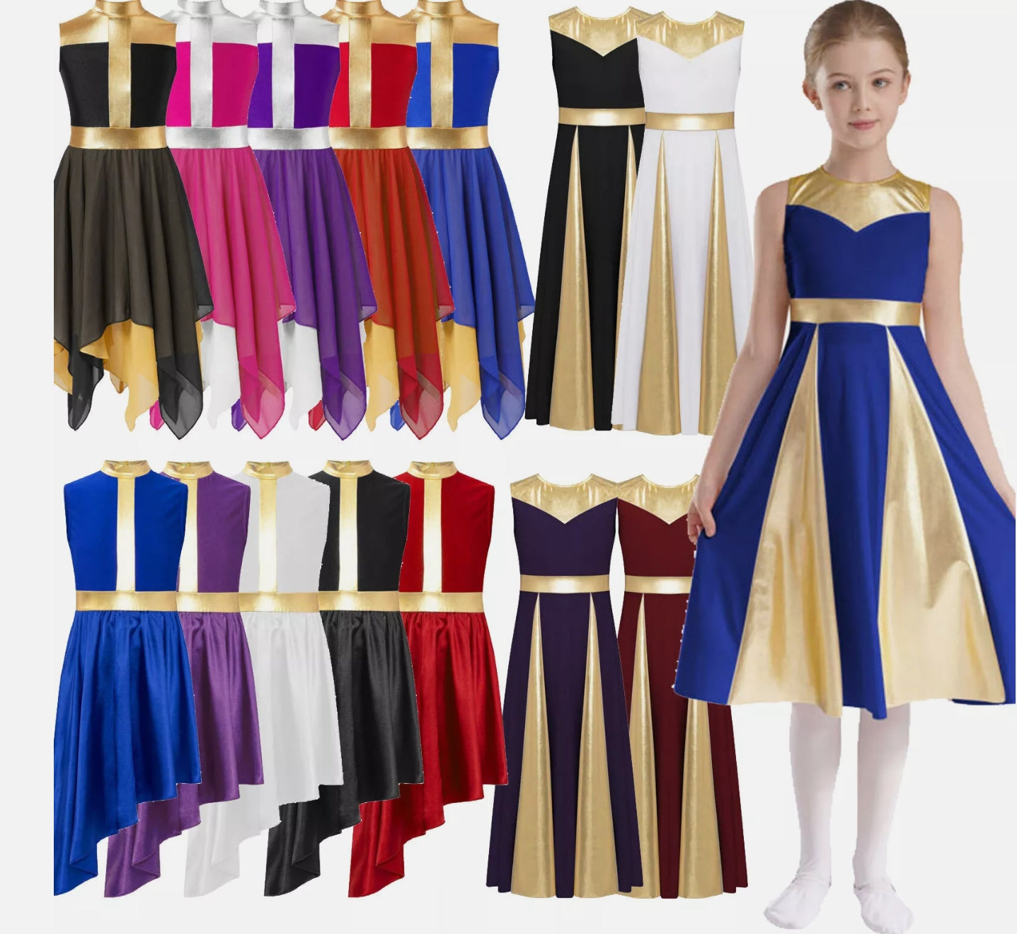 Girls Sleeveless Praise Metal Worship Dance Dress