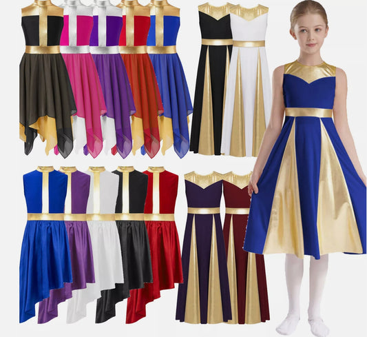 Girls Sleeveless Praise Metal Worship Dance Dress