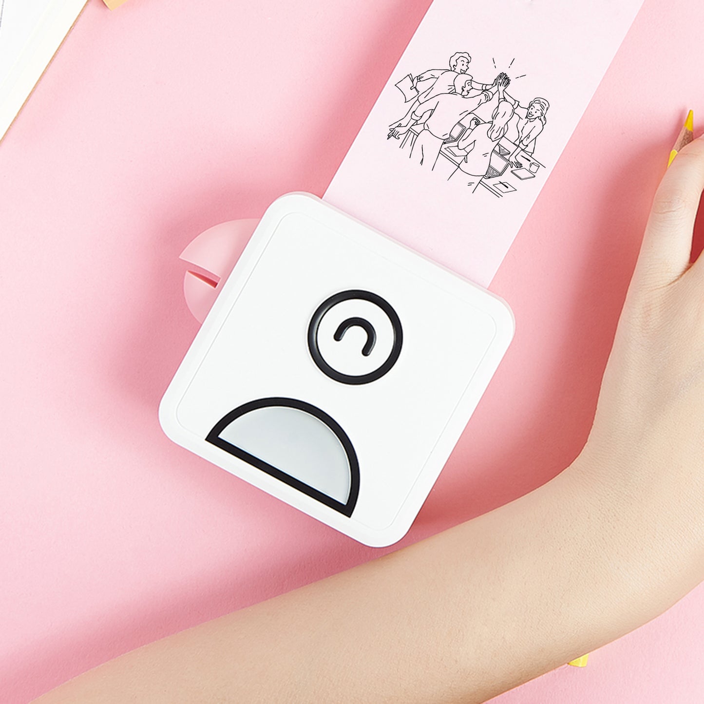 Wireless Mobile Printer 203DPI Bluetooth Connection for Journal Crafts Travel Photos for Mobile Phone with 1 Roll Paper 57*30mm Pink