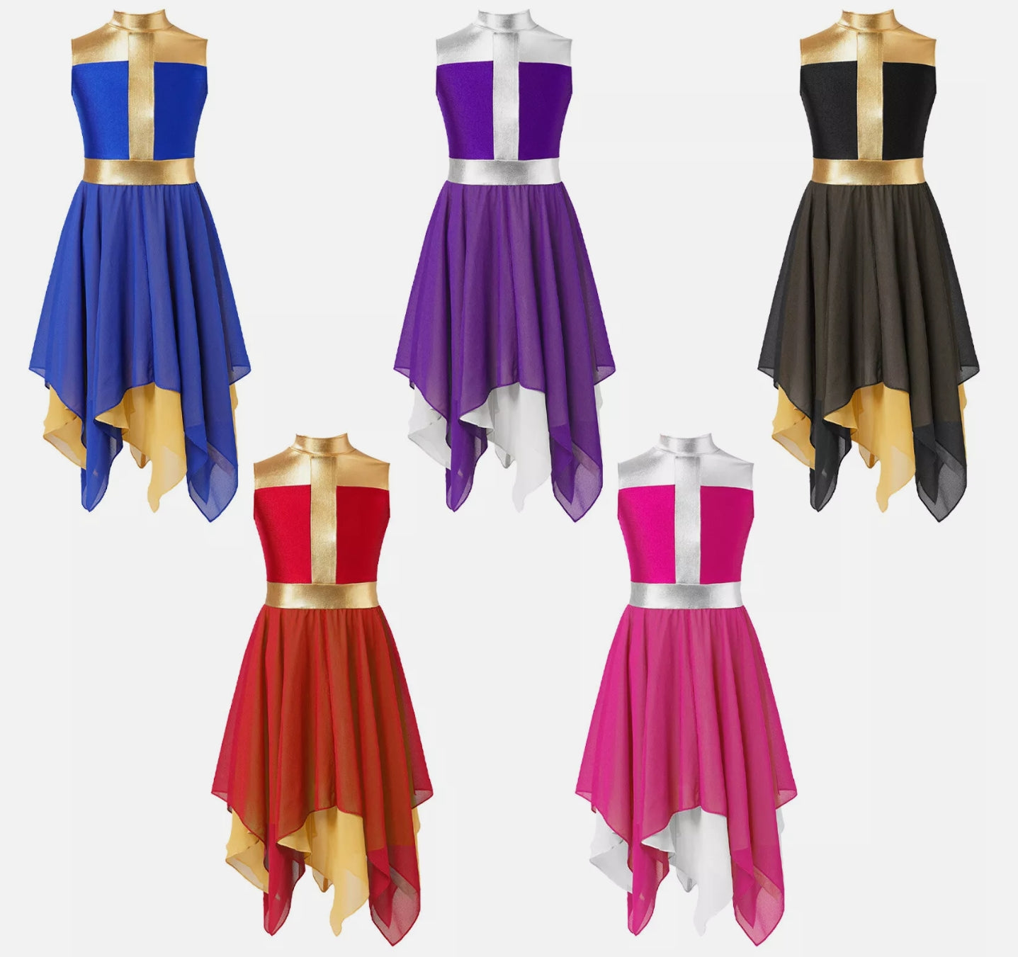 Girls Sleeveless Praise Metal Worship Dance Dress