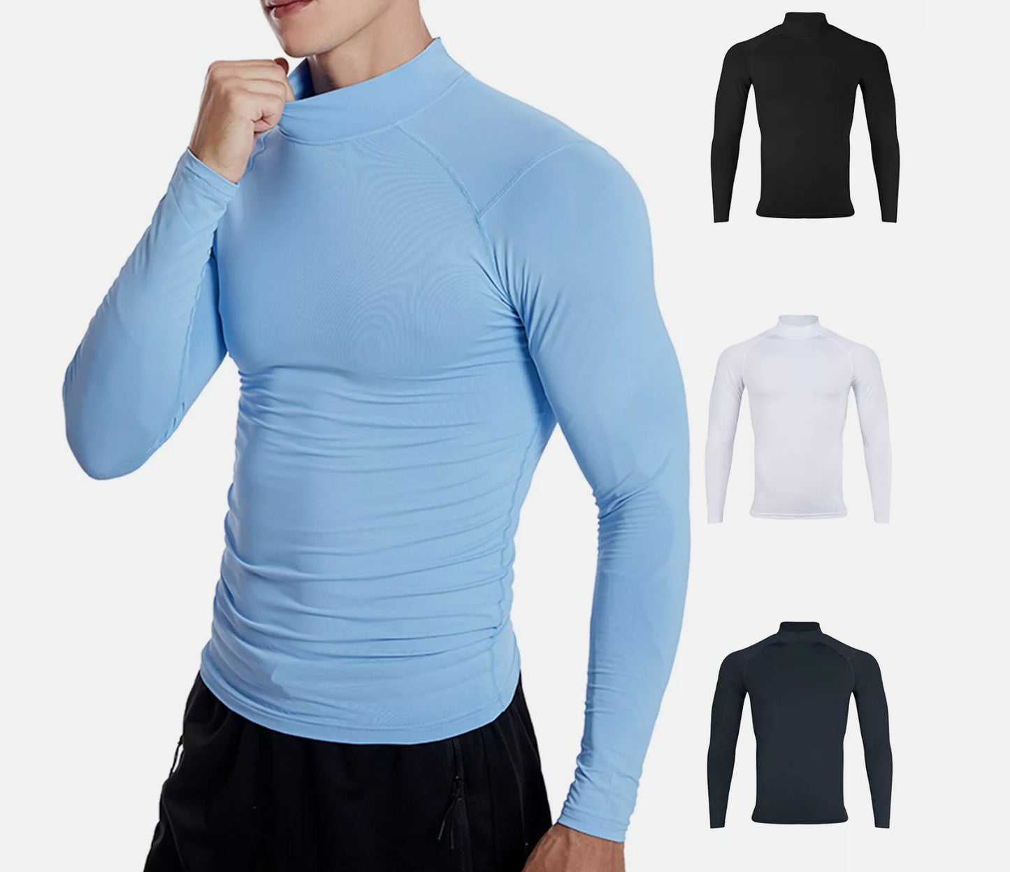 Men's long sleeve turtleneck sports shirt