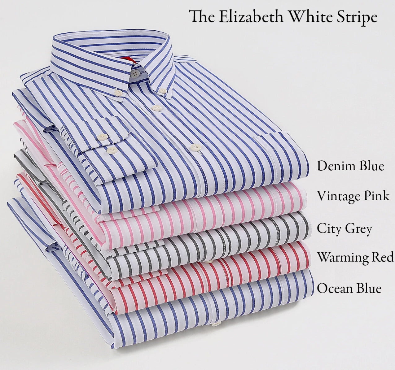 Mens Oxford Stripe Shirt Button Down Collar Office or Casual