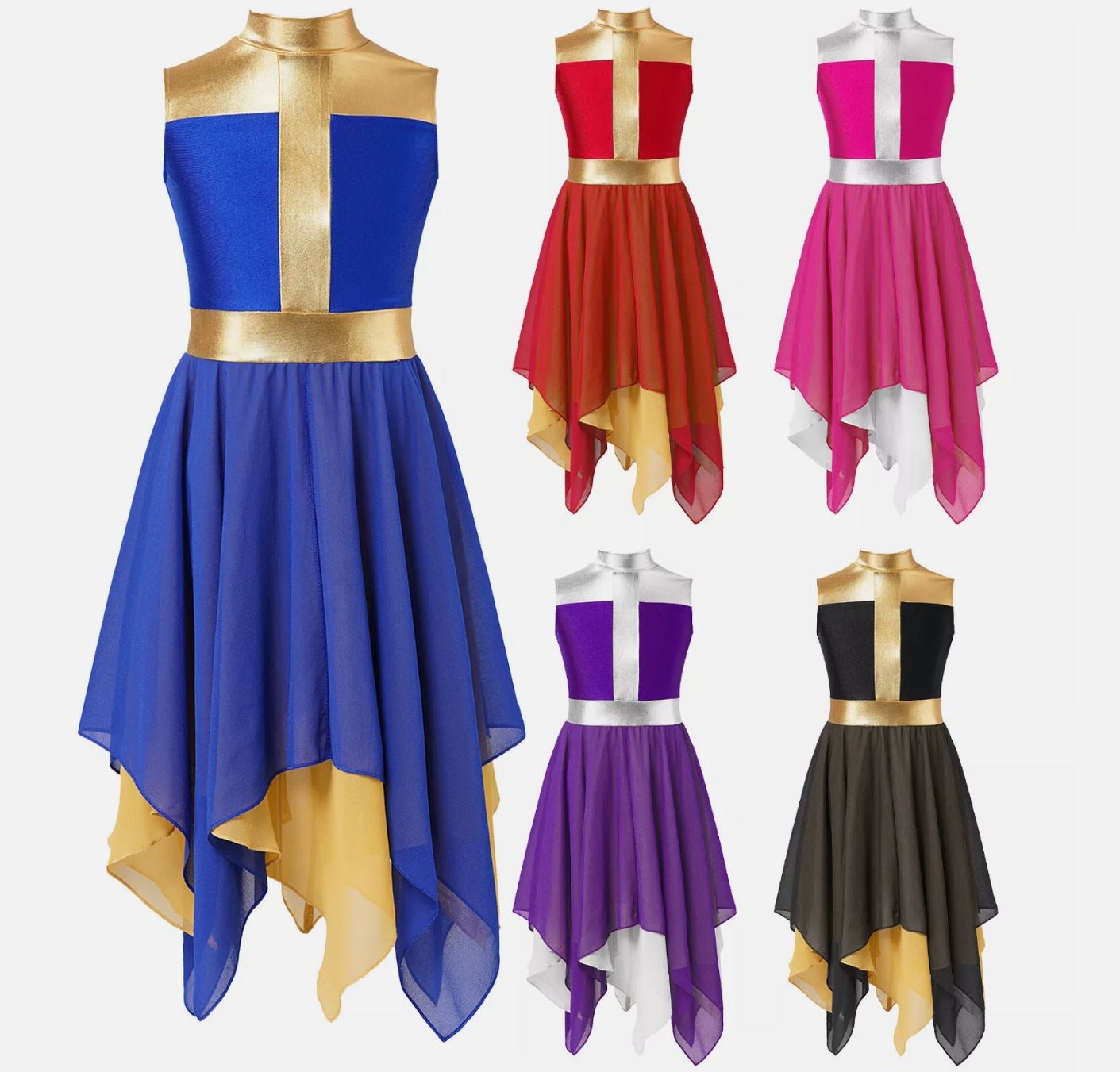Girls Sleeveless Praise Metal Worship Dance Dress