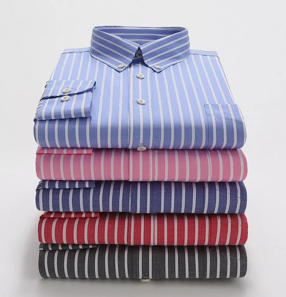 Mens Oxford Stripe Shirt Button Down Collar Office or Casual