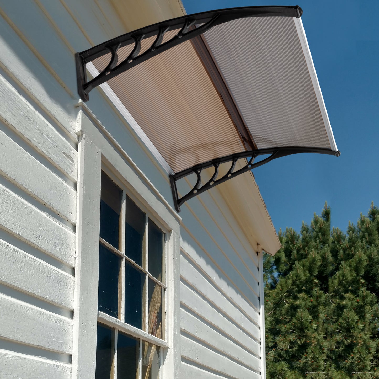 HT-100 x 96cm Household Application Door & Window Rain Cover Eaves Brown Board & Black Holder