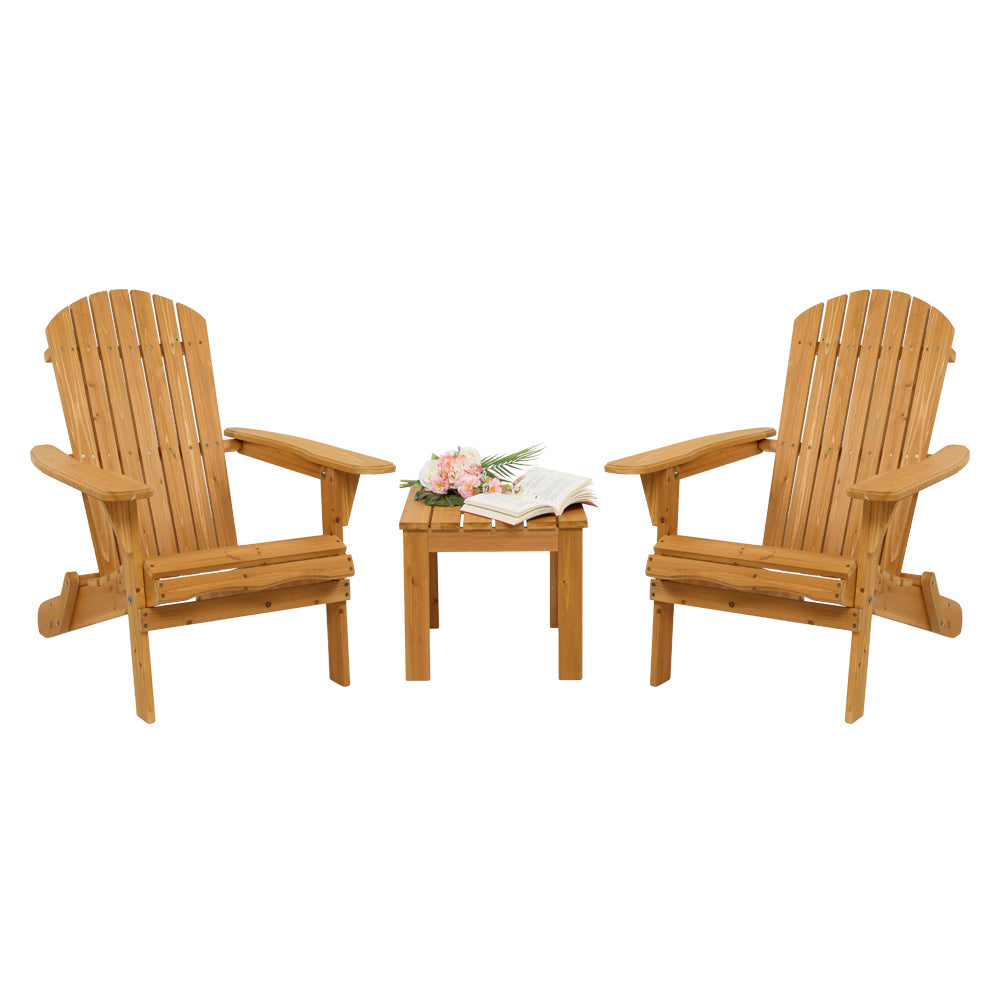 Folding Wooden Adirondack Lounger Chair with Natural Finish