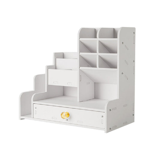 White desktop stationery organizer with drawers for home, office and school file organizer