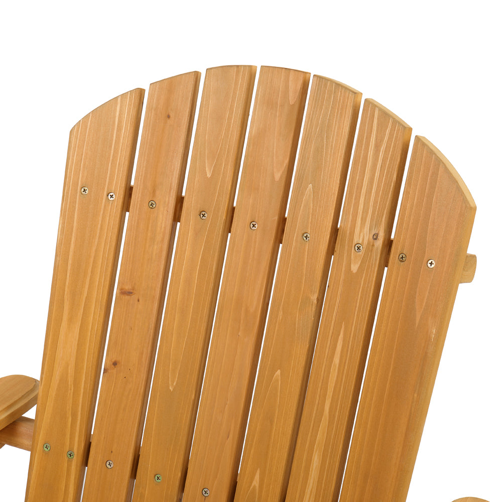 Folding Wooden Adirondack Lounger Chair with Natural Finish