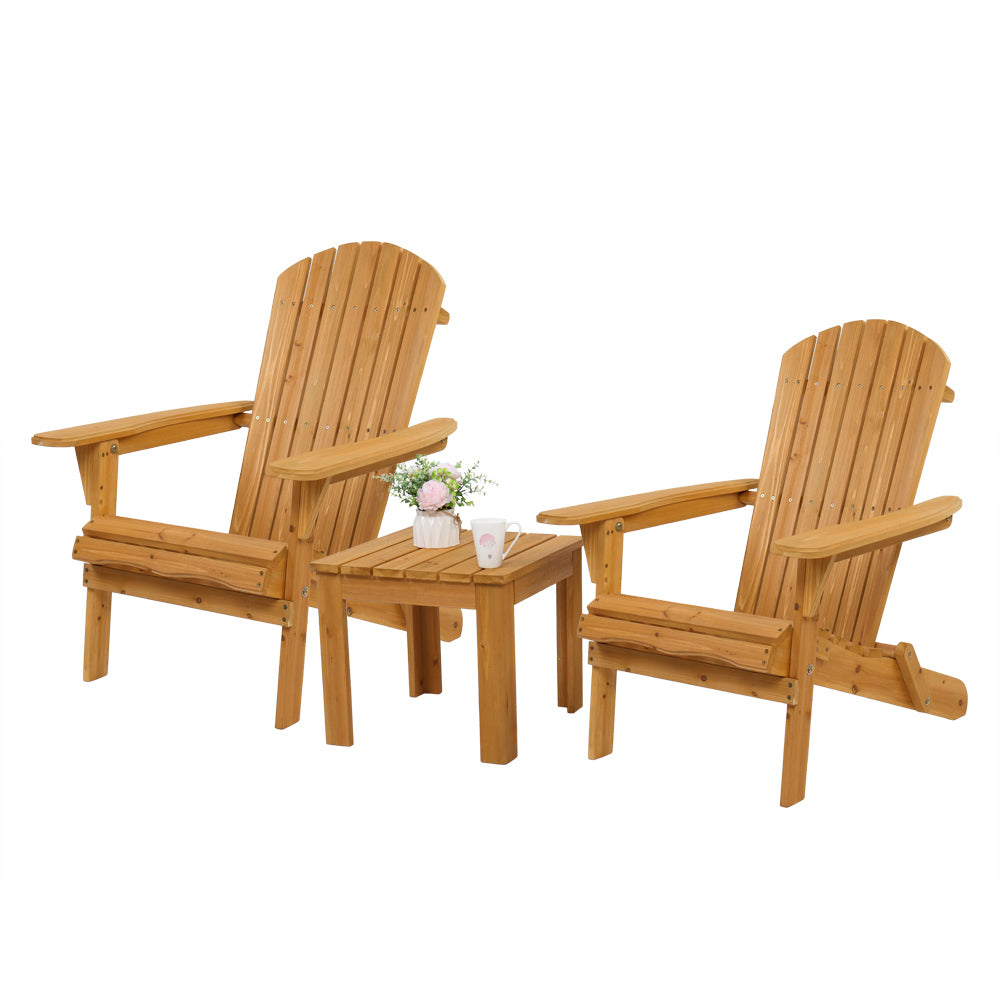 Folding Wooden Adirondack Lounger Chair with Natural Finish