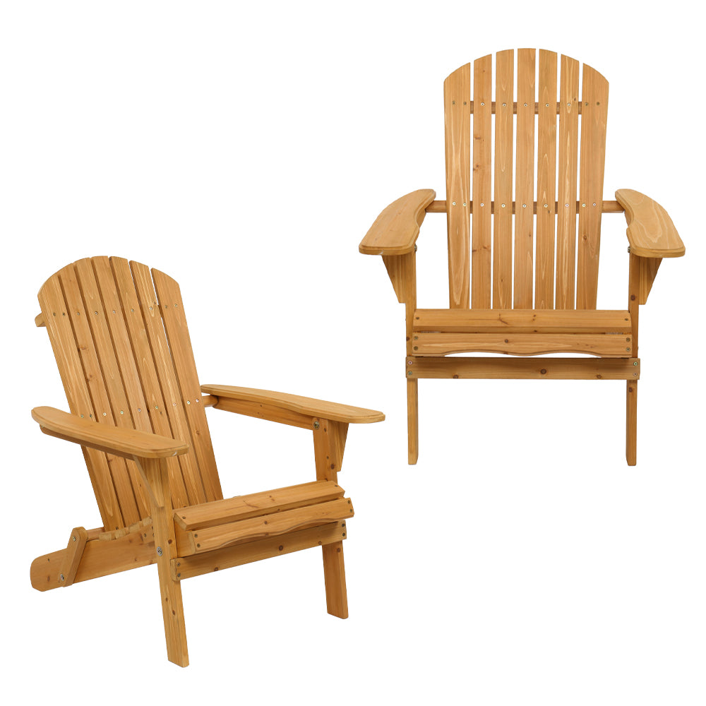 Folding Wooden Adirondack Lounger Chair with Natural Finish