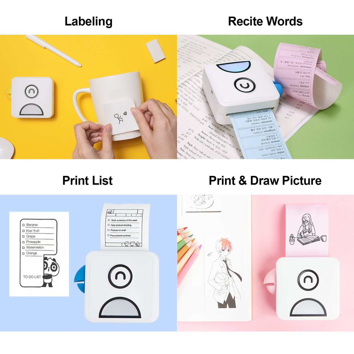 Wireless Mobile Printer 203DPI Bluetooth Connection for Journal Crafts Travel Photos for Mobile Phone with 1 Roll Paper 57*30mm Pink