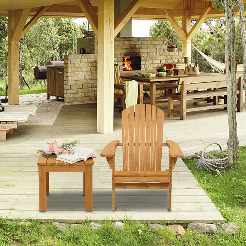Folding Wooden Adirondack Lounger Chair with Natural Finish