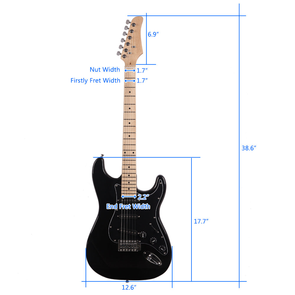 ST Stylish Electric Guitar with Black Pickguard Black
