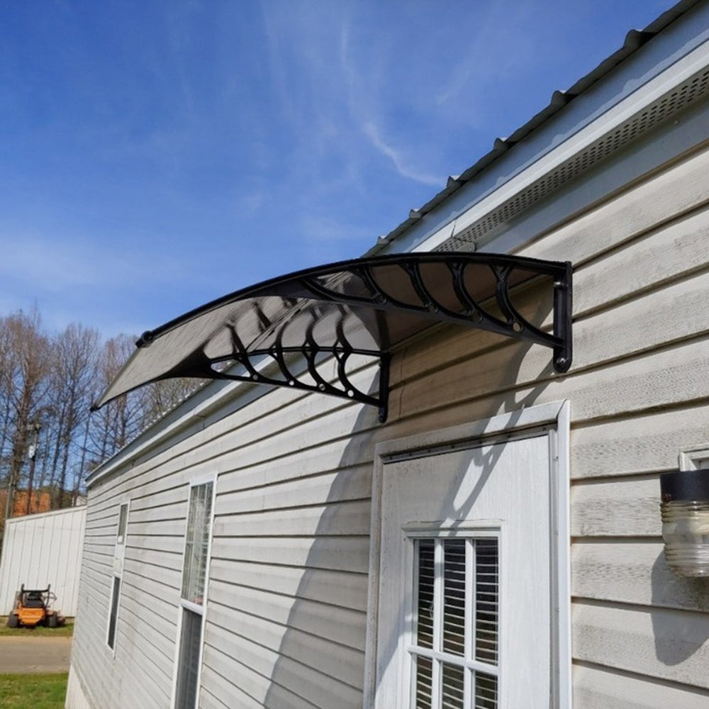 HT-100 x 96cm Household Application Door & Window Rain Cover Eaves Brown Board & Black Holder