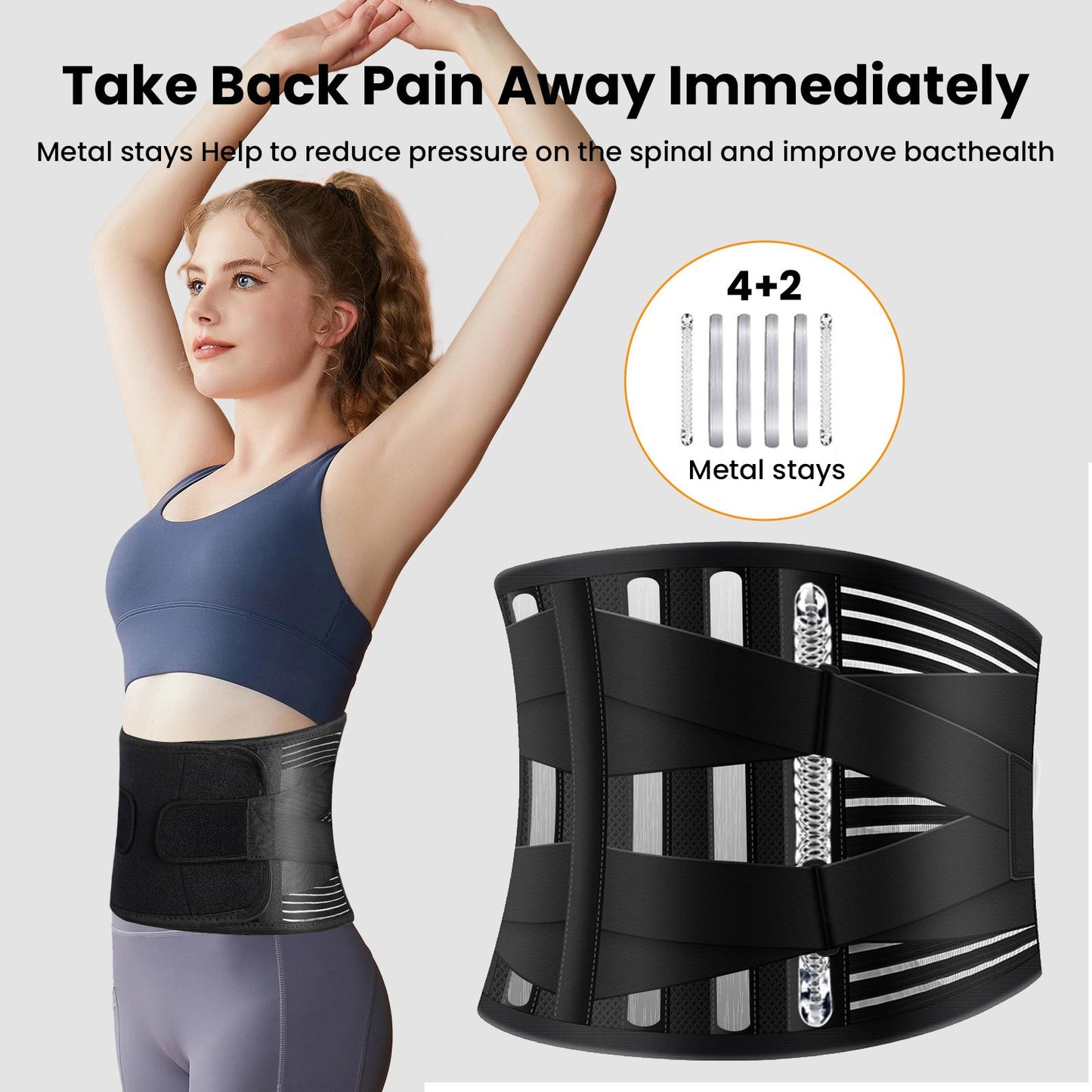 GEEKHOM Lumbar Support Belt - Immediate Relief from Back Pain, Sciatica, Herniated Disc - Breathable Brace With Lumbar - Adjustable Lower Back Waist Brace - For Men & Women Healthcare Tool Sporty Cont