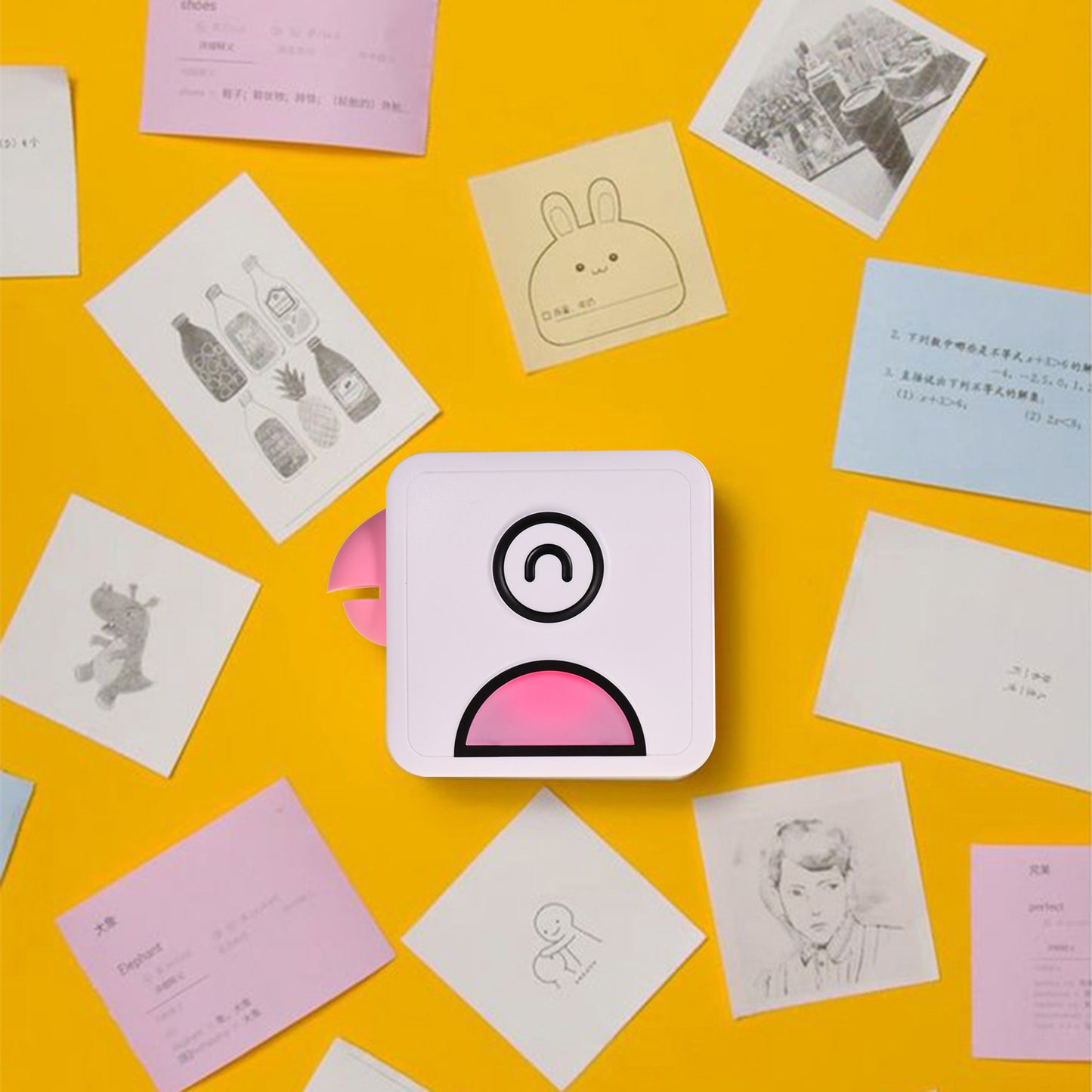 Wireless Mobile Printer 203DPI Bluetooth Connection for Journal Crafts Travel Photos for Mobile Phone with 1 Roll Paper 57*30mm Pink