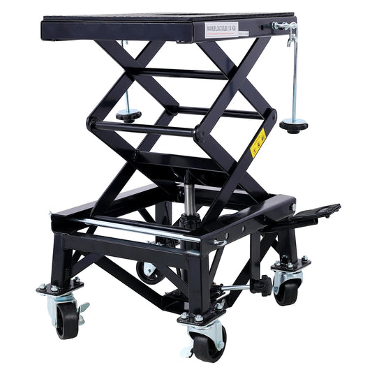 300 lbs Hydraulic Lift Jack Heavy Duty Motorcycle Lift Jack Table Scissor Lift Stand Operated ATV Dirt Bike Scissor Stand