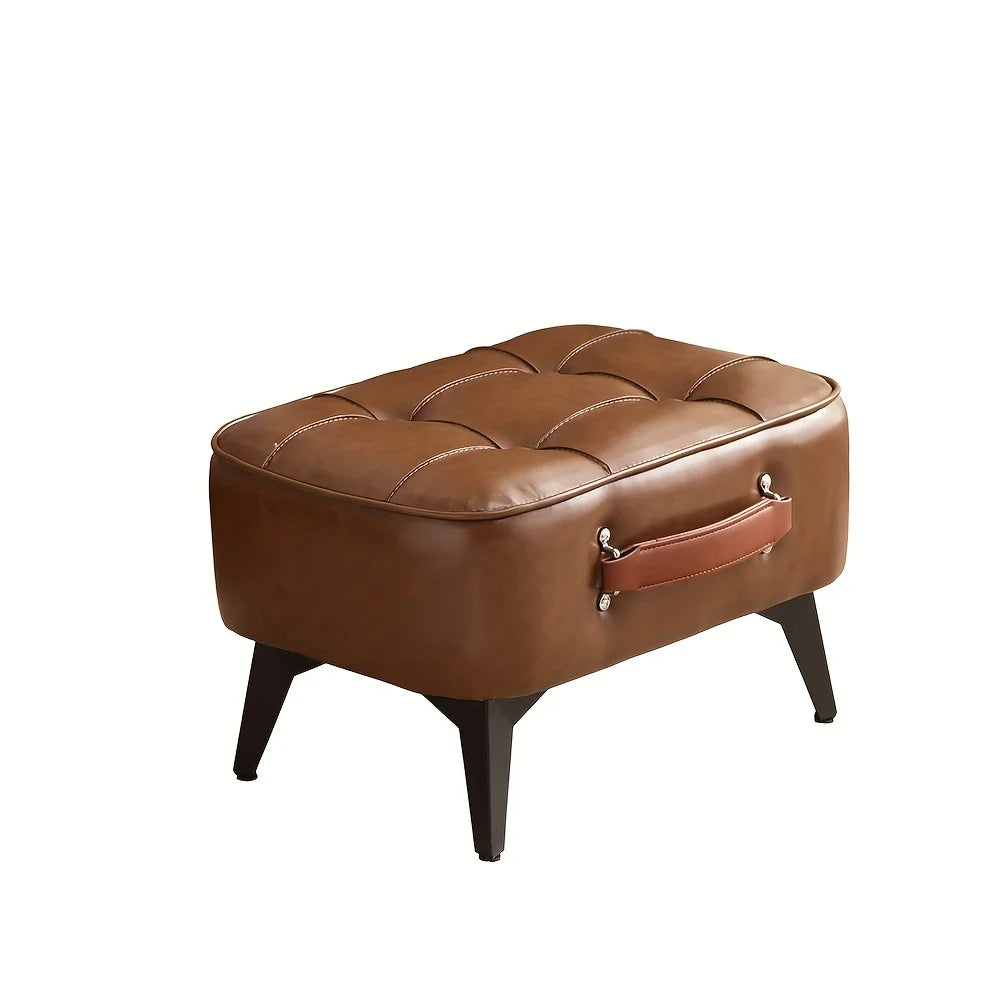 Light luxury leather square stool, leather soft bag, shoe changing stool, living room stool, sofa footstool, home decoration