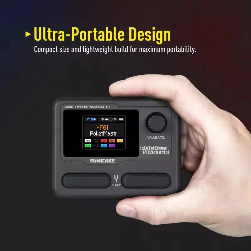 Sonicake Pocket Master Portable Electric Guitar Integrated Effect Device Pocket Bass Bluetooth Drum Machine Internal Recording