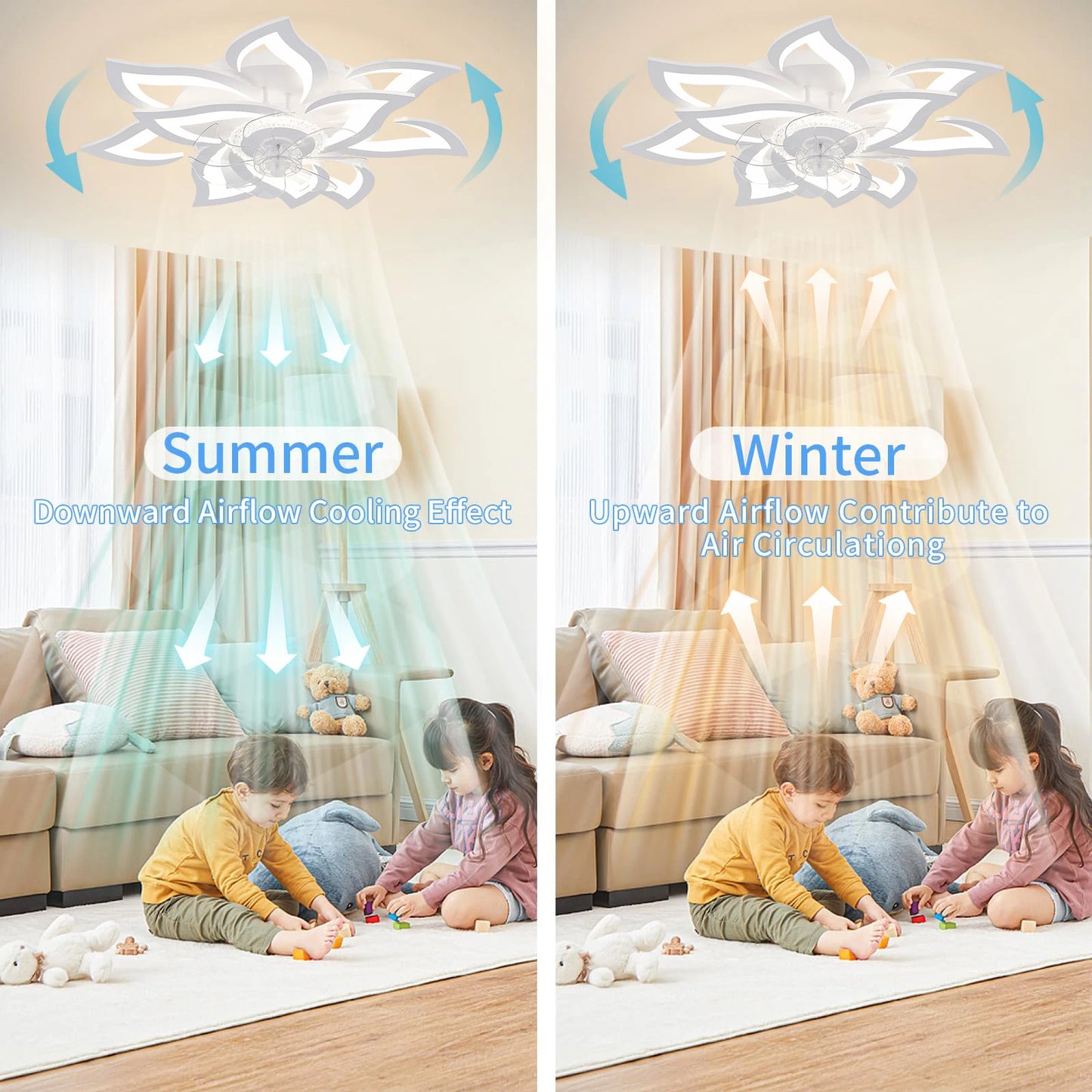 New style ceiling fan light modern LED fan light 92W smart remote control ceiling fan with light  living room bedroom