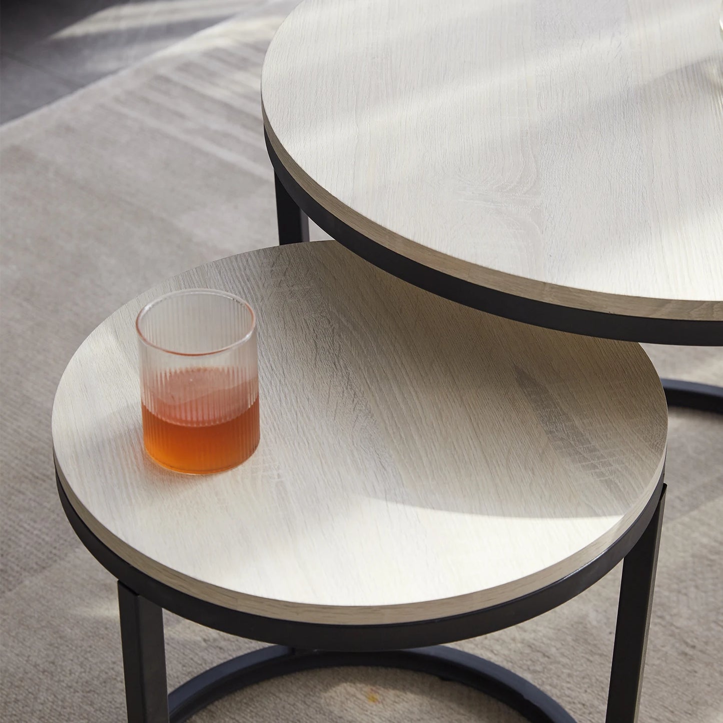 EGOONM 2Pcs Nordic Coffee Table 2 in 1 Round Combination Office Tea table Modern Minimalist Home Sofa Ins Side Table Living Room