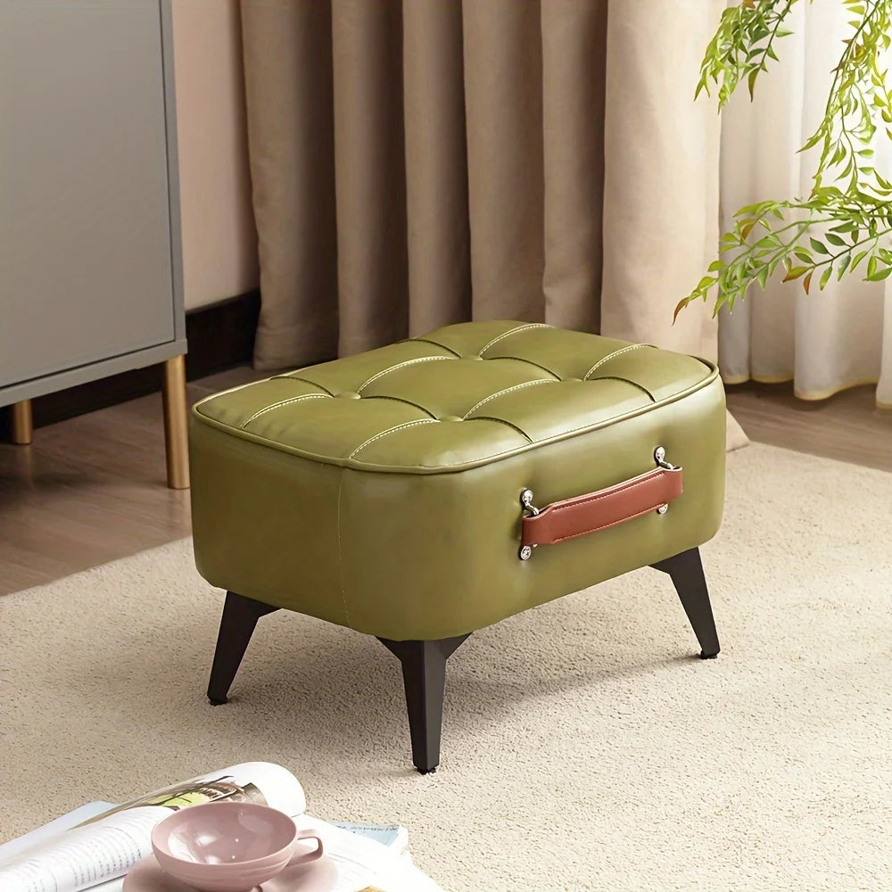 Light luxury leather square stool, leather soft bag, shoe changing stool, living room stool, sofa footstool, home decoration