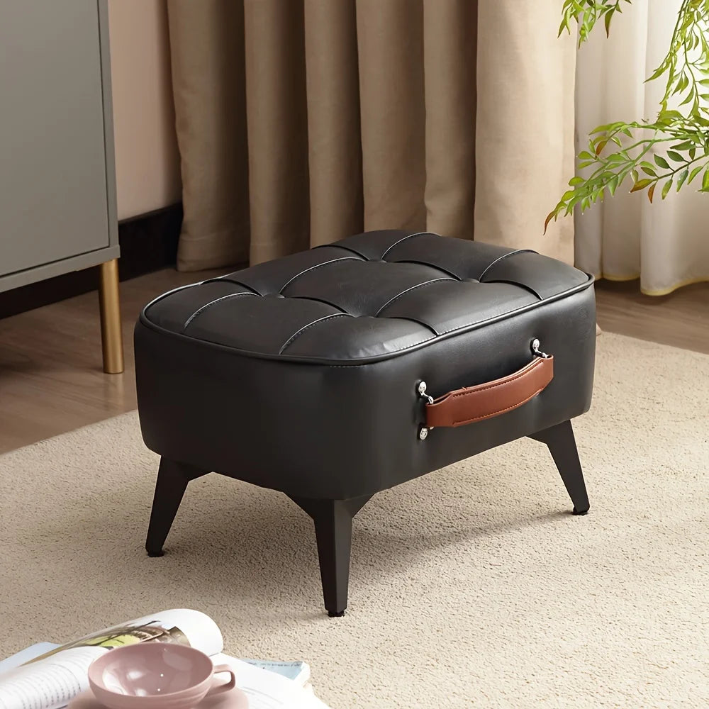 Light luxury leather square stool, leather soft bag, shoe changing stool, living room stool, sofa footstool, home decoration