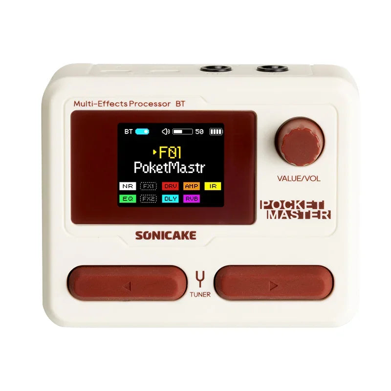 Sonicake Pocket Master Portable Electric Guitar Integrated Effect Device Pocket Bass Bluetooth Drum Machine Internal Recording