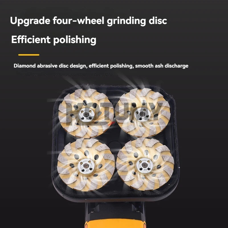 Multifunctional Four Head  Cement Wall Rough Grinder Dust-free Plasterer with Extension Rod Walls Concrete Floors Polish Tool