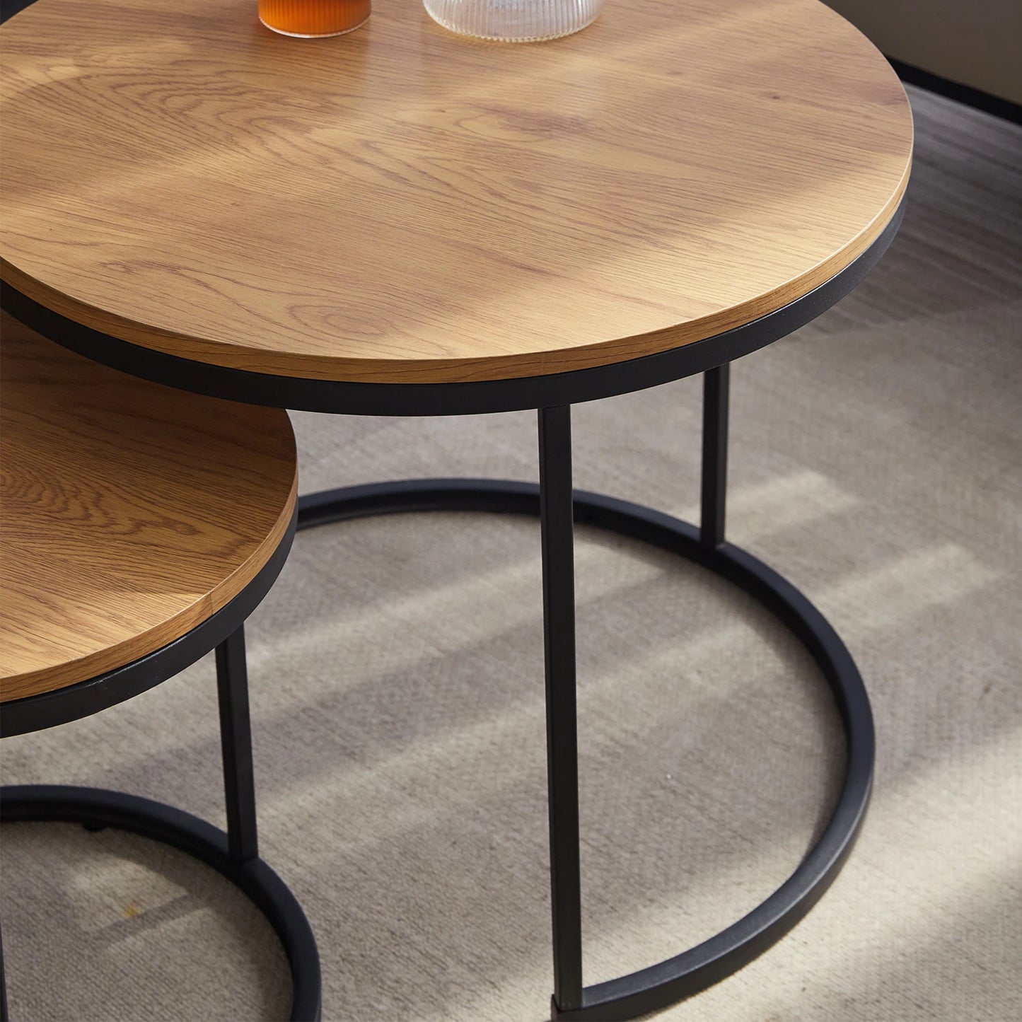 EGOONM 2Pcs Nordic Coffee Table 2 in 1 Round Combination Office Tea table Modern Minimalist Home Sofa Ins Side Table Living Room