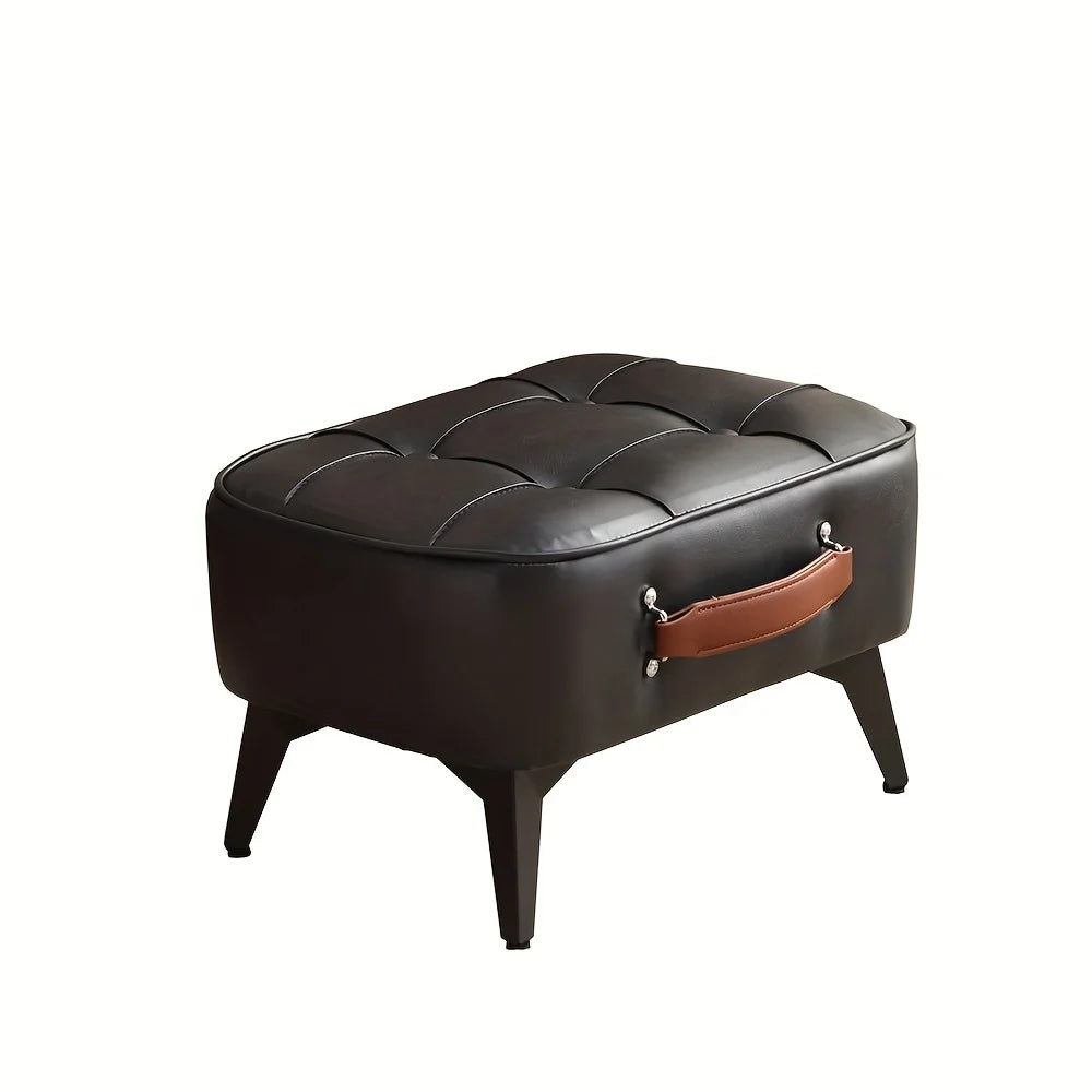 Light luxury leather square stool, leather soft bag, shoe changing stool, living room stool, sofa footstool, home decoration
