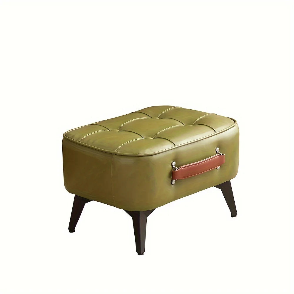 Light luxury leather square stool, leather soft bag, shoe changing stool, living room stool, sofa footstool, home decoration