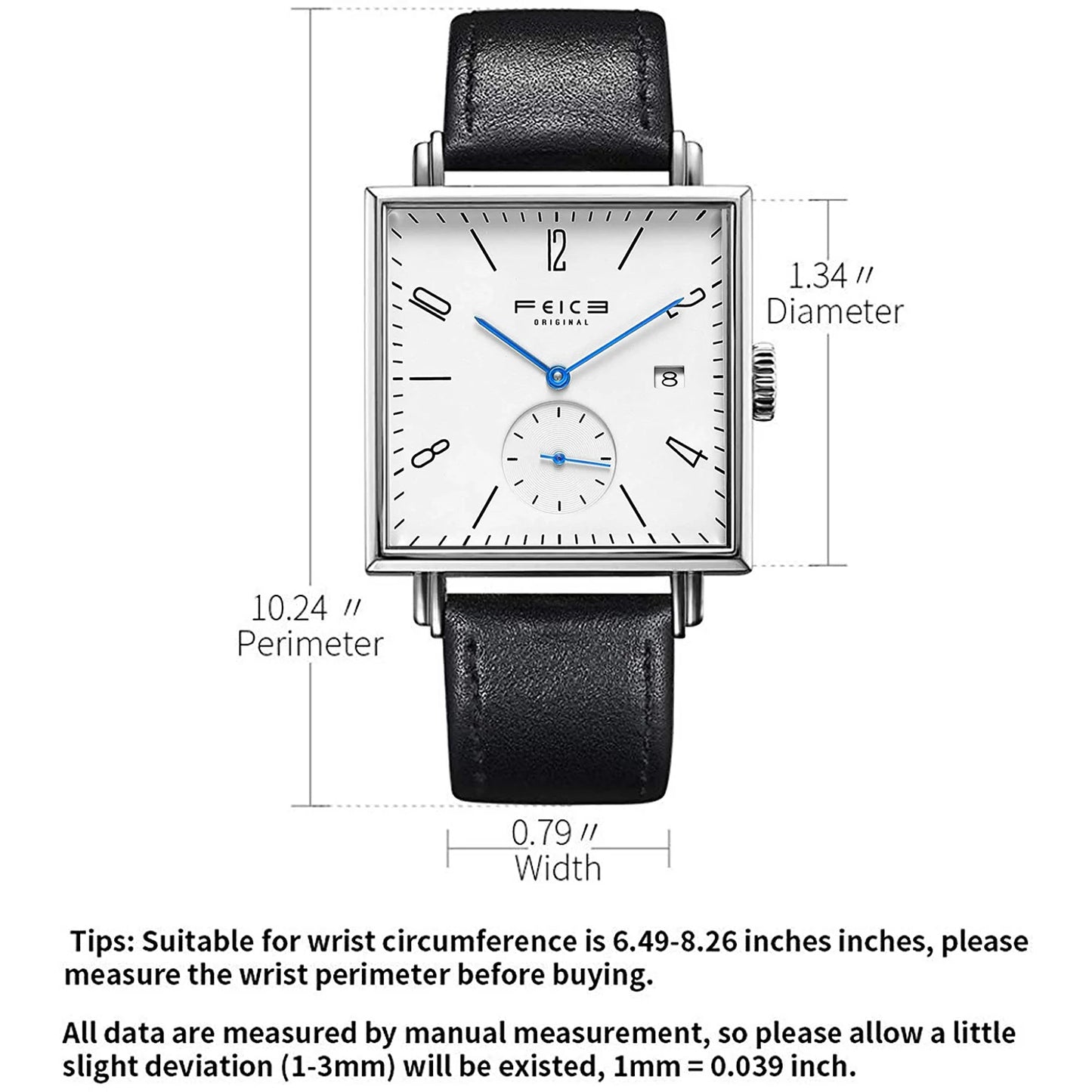 FEICE Watch for Men Luxury Simple Small Square Automatic Mechanical Watch Student Christmas Gifts Waterproof Sports Watch FM301