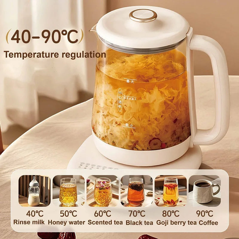 2L Health Kettle Temperature Control Glass Flower teapot Home Electric Kettle Appointment Stew Boil Kettle Multi-function 220V