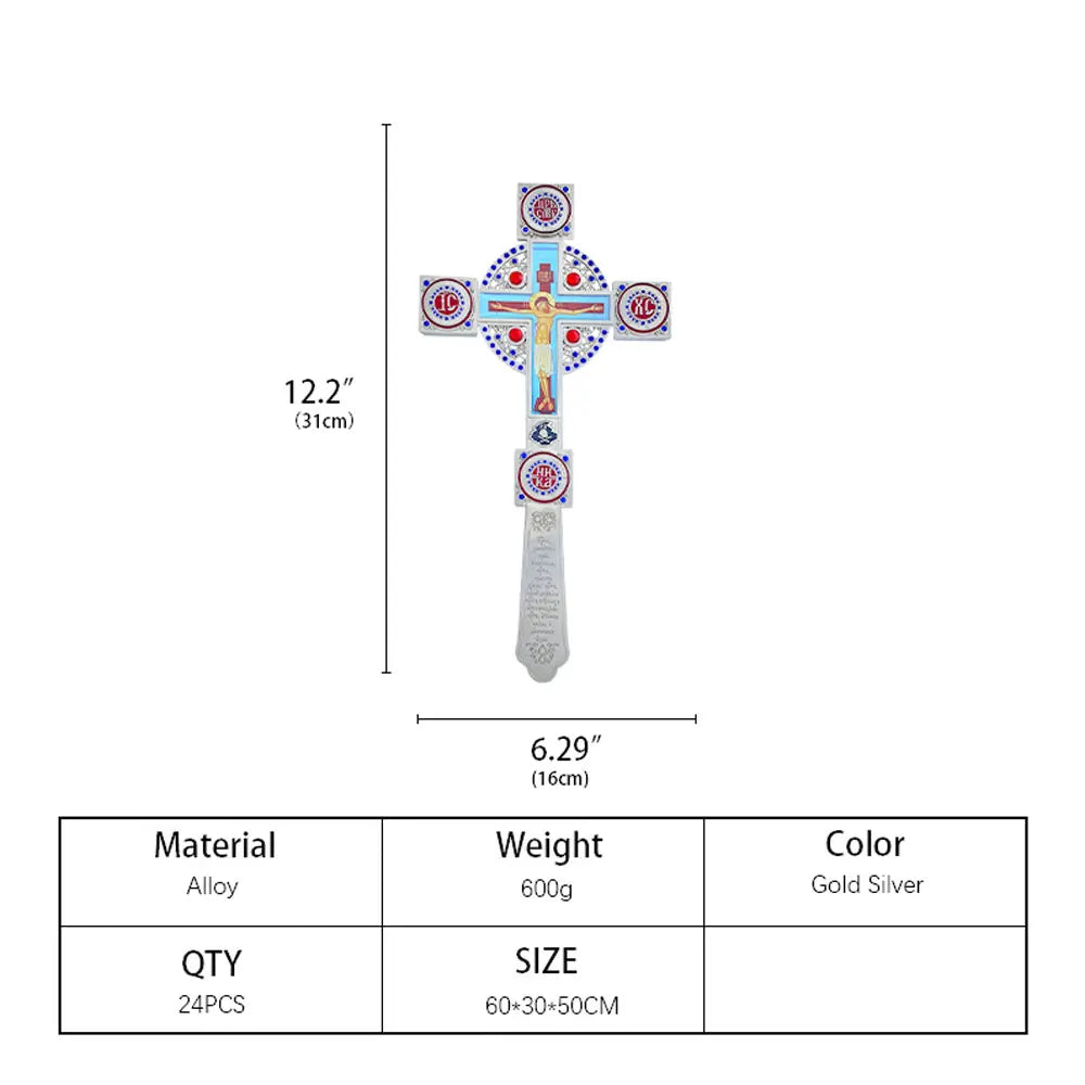 HTISOK Orthodox Jesus Cross Hand Hold Cross Blessing Cross Catholic Christian Church Wall Decor Religious Gift for Priest