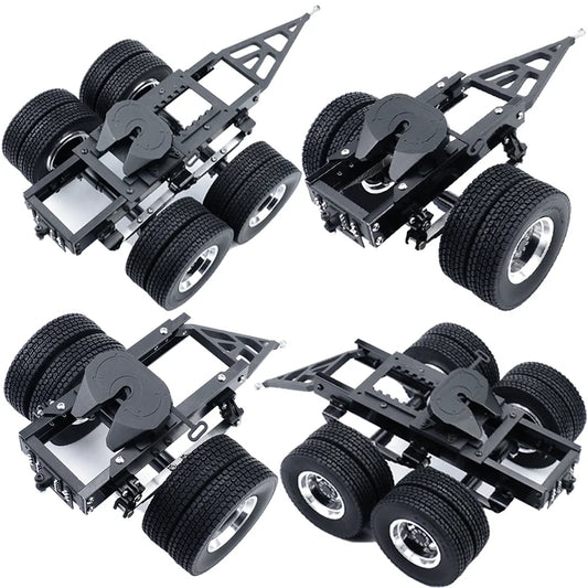 RC Truck All Metal 1&2 Axles Trailer with Traction Fifth-wheel for 1/14 Tamiya SCANIA 770S VOLVO FH16 BENZ MAN LESU Car
