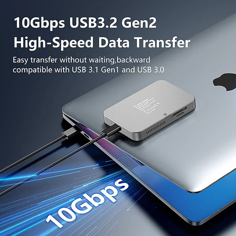 Magnetic 8 in 1 USB C Hub with 100W PD Charging NVME M2 SSD Enclosure USB 3.2 Multifunction Docking Station