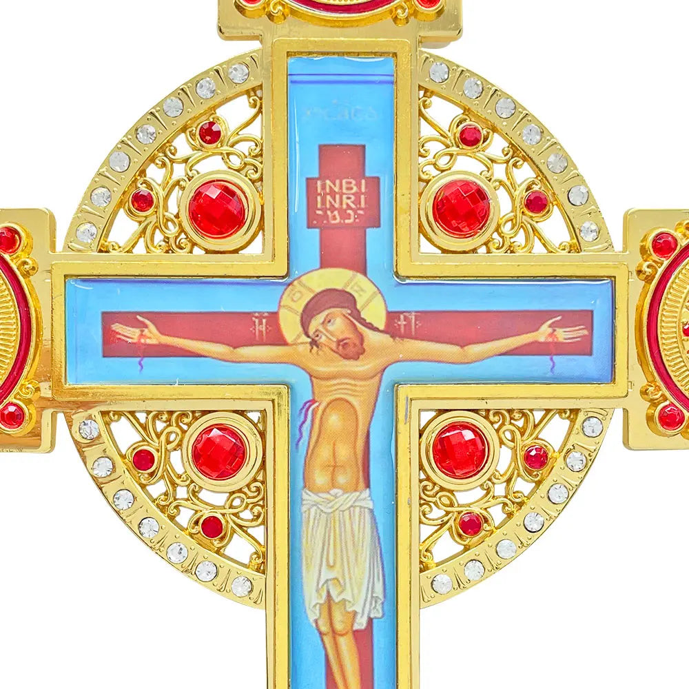 HTISOK Orthodox Jesus Cross Hand Hold Cross Blessing Cross Catholic Christian Church Wall Decor Religious Gift for Priest