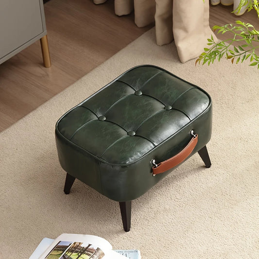 Light luxury leather square stool, leather soft bag, shoe changing stool, living room stool, sofa footstool, home decoration