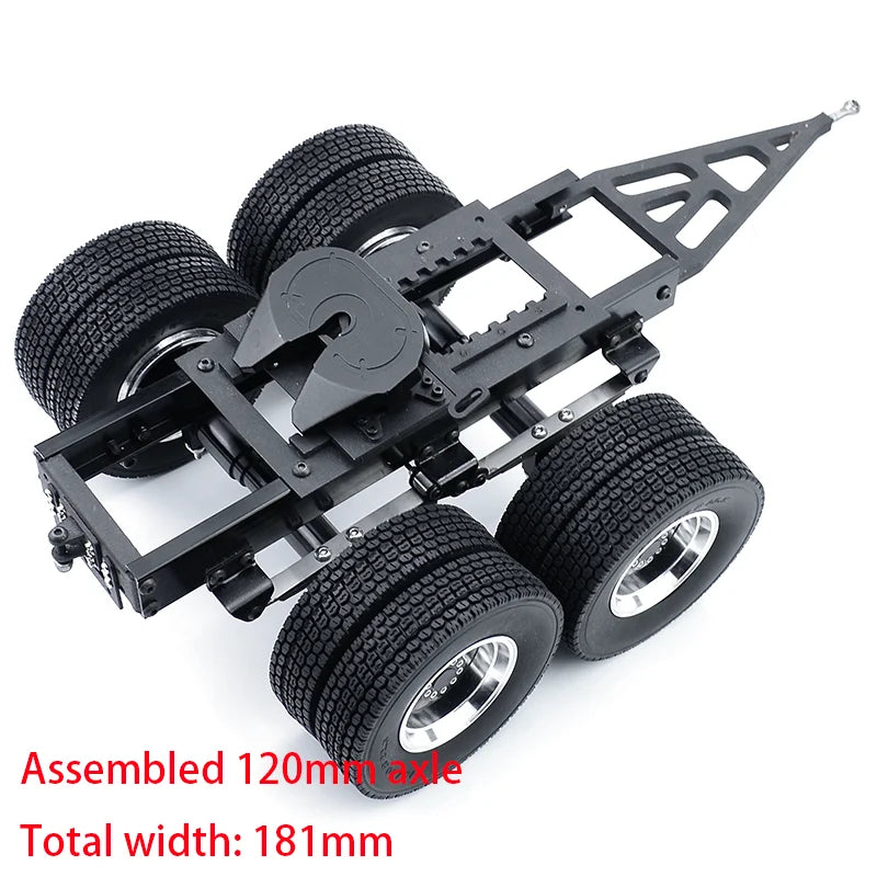 RC Truck All Metal 1&2 Axles Trailer with Traction Fifth-wheel for 1/14 Tamiya SCANIA 770S VOLVO FH16 BENZ MAN LESU Car