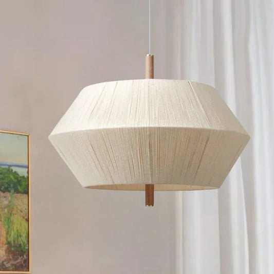 Wabi Sabi Hemp Rope Rattan Led Pendant Light For Living Room Dining Room Bar Hotel Wood Chandelier Hanging Lamp Fixture Lustre