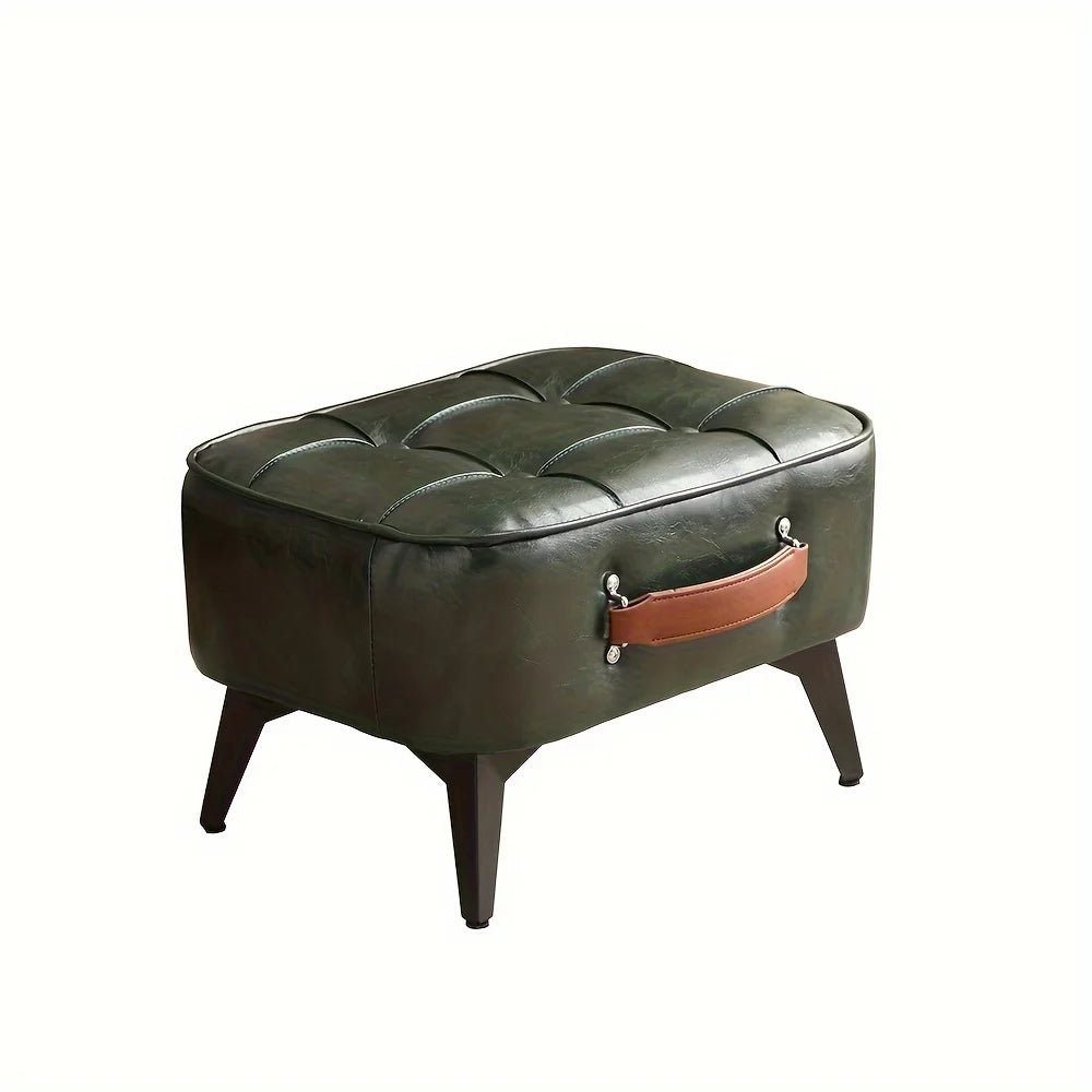 Light luxury leather square stool, leather soft bag, shoe changing stool, living room stool, sofa footstool, home decoration