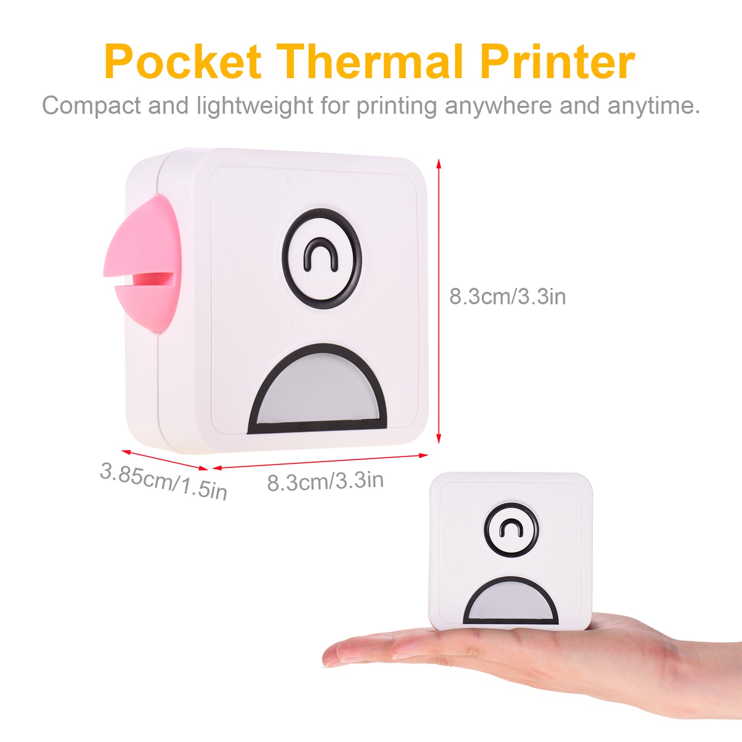 Wireless Mobile Printer 203DPI Bluetooth Connection for Journal Crafts Travel Photos for Mobile Phone with 1 Roll Paper 57*30mm Pink